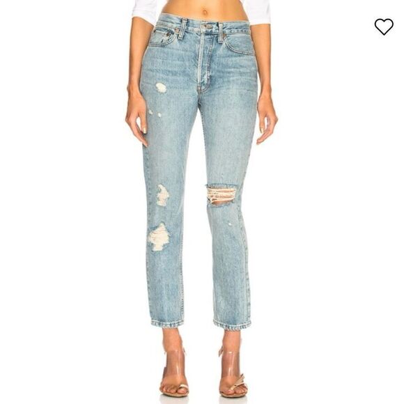 RE/DONE ORIGINALS High Rise Straight in Light Destruction Wash Size 23 - Picture 1 of 8